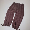 Vintage Y2K Renatto Bene Relaxed Fit Drawstring Trousers With Tonal Stripe Brown - Size Uk 12