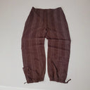 Vintage Y2K Renatto Bene Relaxed Fit Drawstring Trousers With Tonal Stripe Brown - Size Uk 12